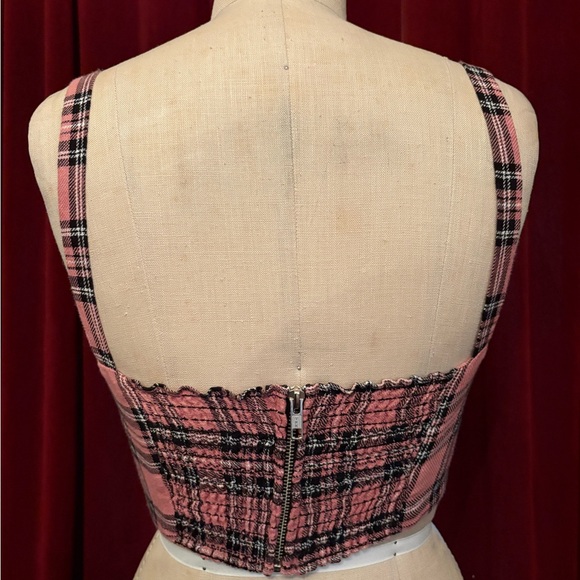 Reformation Pink Plaid Crop Top - Picture 4 of 5